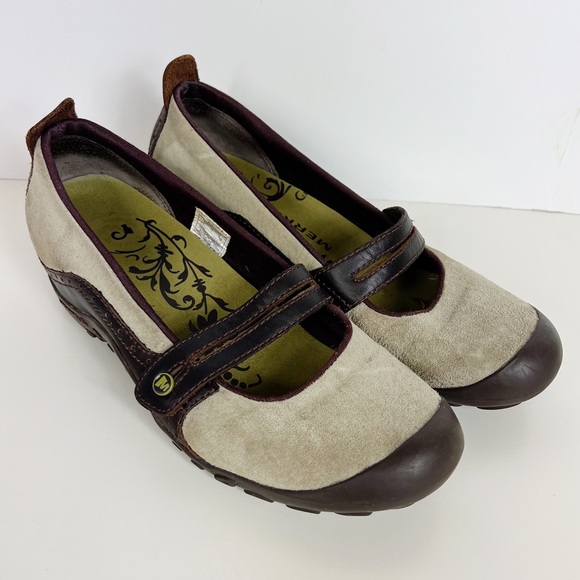 Merrell Shoes - MERRELL Womens Shoes Mary Jane Plaza Bandeau Dark Taupe J46404 Cushion Size 8.5